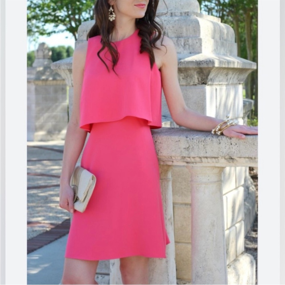 Calvin Klein Sleeveless Layered Shift Dress in Pink size small